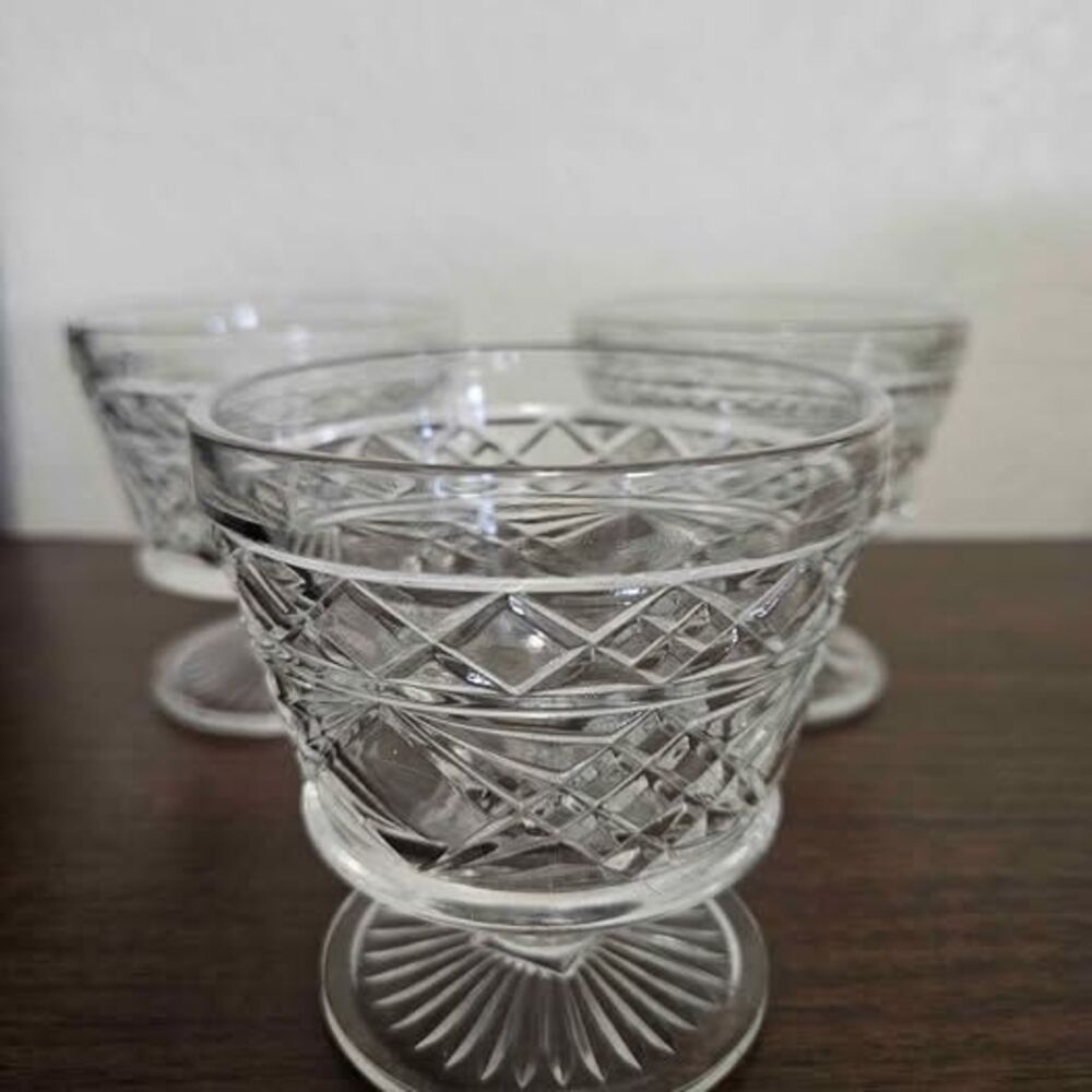Set of 3 Vintage Anchor Hocking Wexford Sherbet Dessert Glasses